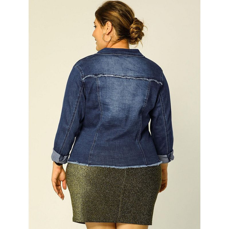 Agnes Orinda Women's Plus Size Classic Denim Casual Long Sleeve Fashion Jean Jackets, 6 of 8