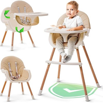 3-in-1 Convertible Wooden High Chair for Babies & Toddlers