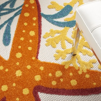 Coastal Charm Multicolor Synthetic 5'3" x 7'5" Indoor/Outdoor Rug