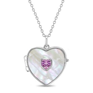 Girls' Mother of Pearl Heart Sterling Silver Locket Necklace - In Season Jewelry - 1 of 1