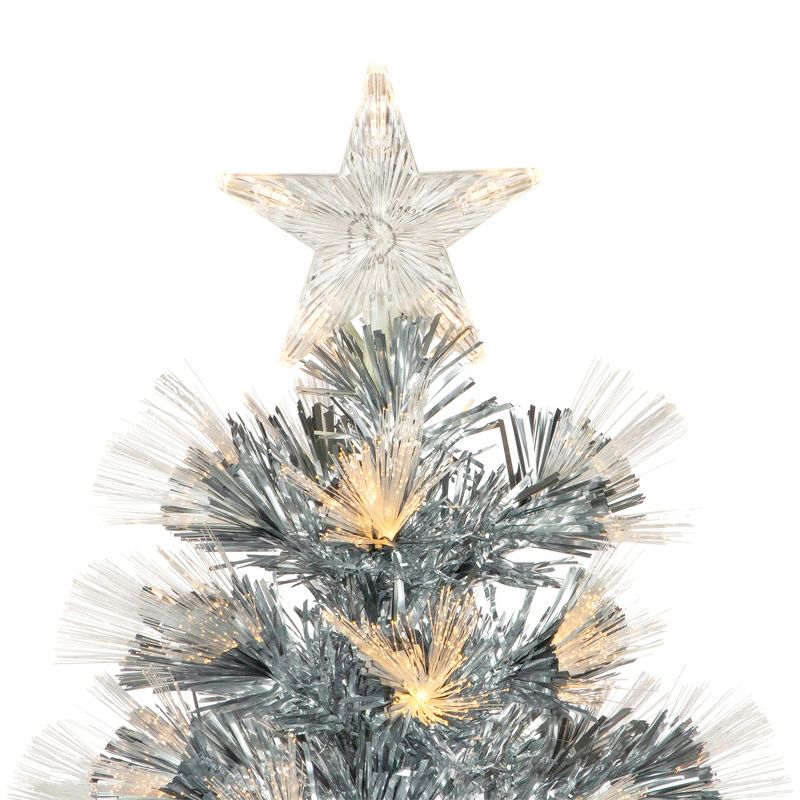 Northlight 3' Pre-Lit Silver Fiber Optic Artificial Christmas Tree, Warm White Lights, 5 of 7