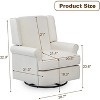 Upholstered Swivel Rocker Chair, 360° Glider, High-End Modern Design, Plush Comfort, Low-Noise, Easy Assembly for Living Room, Office, White - 3 of 4