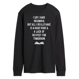 Men's - Instant Message - I Say I Have Insomnia Long Sleeve Graphic T-Shirt - 1 of 4