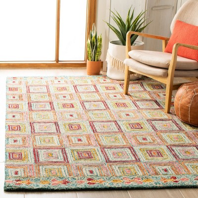 Handmade Red and Multicolor Wool Tufted Area Rug