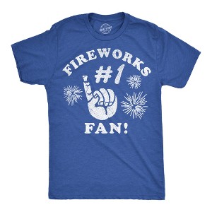 Mens Funny T Shirts Fireworks Number 1 Fan Sarcastic Fourth Of July Graphic Novelty Tee for Men - Crazy Dog Men's T Shirt For Fourth Of July - 1 of 4