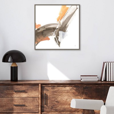 22" x 22" Abstract Brown and Orange Canvas Wall Art