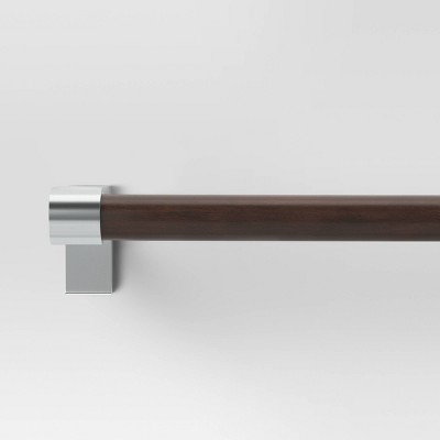 Dark Faux Wood Curtain Rod Nickel - Threshold™