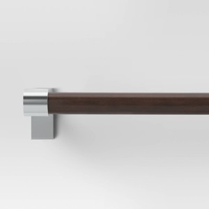 Dark Faux Wood Curtain Rod Nickel - Threshold™ - 1 of 3