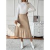 Women Summer Fall Casual Pleated Midi Skirt Elastic Waist Swing A-line Skirts - 4 of 4