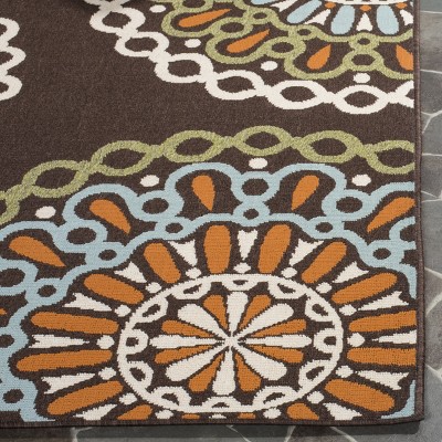 Chocolate and Terracotta Floral Reversible Rectangular Rug