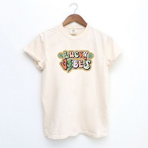 Simply Sage Market Women's Lucky Vibes Lightning Bolt Short Sleeve Garment Dyed Tee - 1 of 2