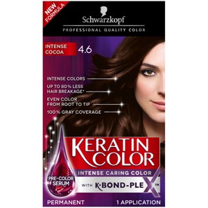 Schwarzkopf Keratin Color Anti-Age Hair Color 4.6 Intense Cocoa - 2.03 fl oz, 4.6 Intense Brown