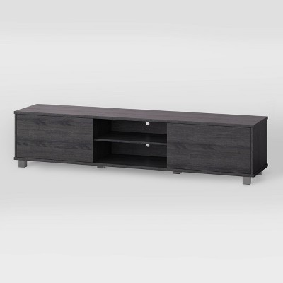 Dark Gray Wood Grain TV Stand with Cabinets for TVs up to 85"