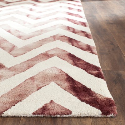 Hand-Tufted Ivory & Maroon Wool Rectangular Area Rug