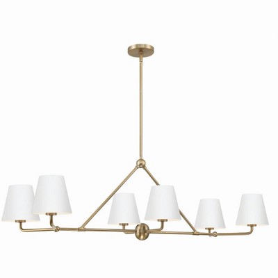 Vibrant Gold and White Steel 6-Light Chandelier