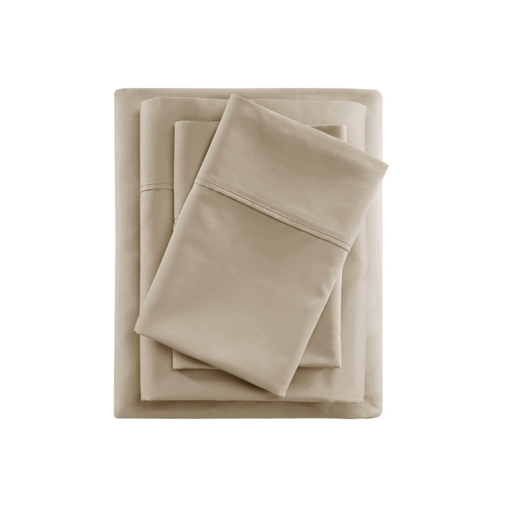 Photos - Bed Linen Beautyrest King 600 Thread Count Cooling Cotton Blend 4pc Sheet Set Khaki 