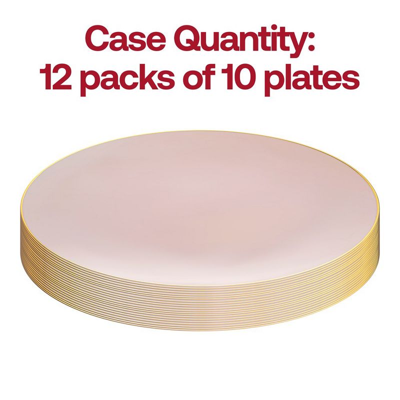 Smarty Had A Party 10.25" Pink with Gold Organic Round Disposable Plastic Dinner Plates (120 Plates), 3 of 7