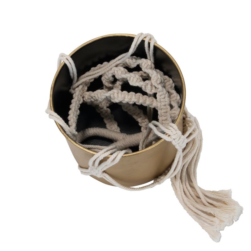 Macrame Hanging Planter with Gold Metal Planter Pot - Foreside Home & Garden, 4 of 11