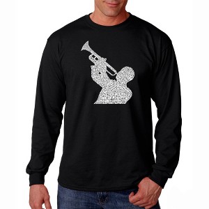 LA Pop Art Men's Word Art Long Sleeve T-shirt - ALL TIME JAZZ SONGS - 1 of 4