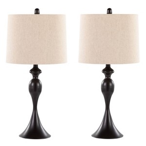 LumiSource (Set of 2) Ashland 27" Contemporary Metal Table Lamps Oil Rubbed Bronze with Oatmeal Linen Shade from Grandview Gallery: UL Listed - 1 of 4