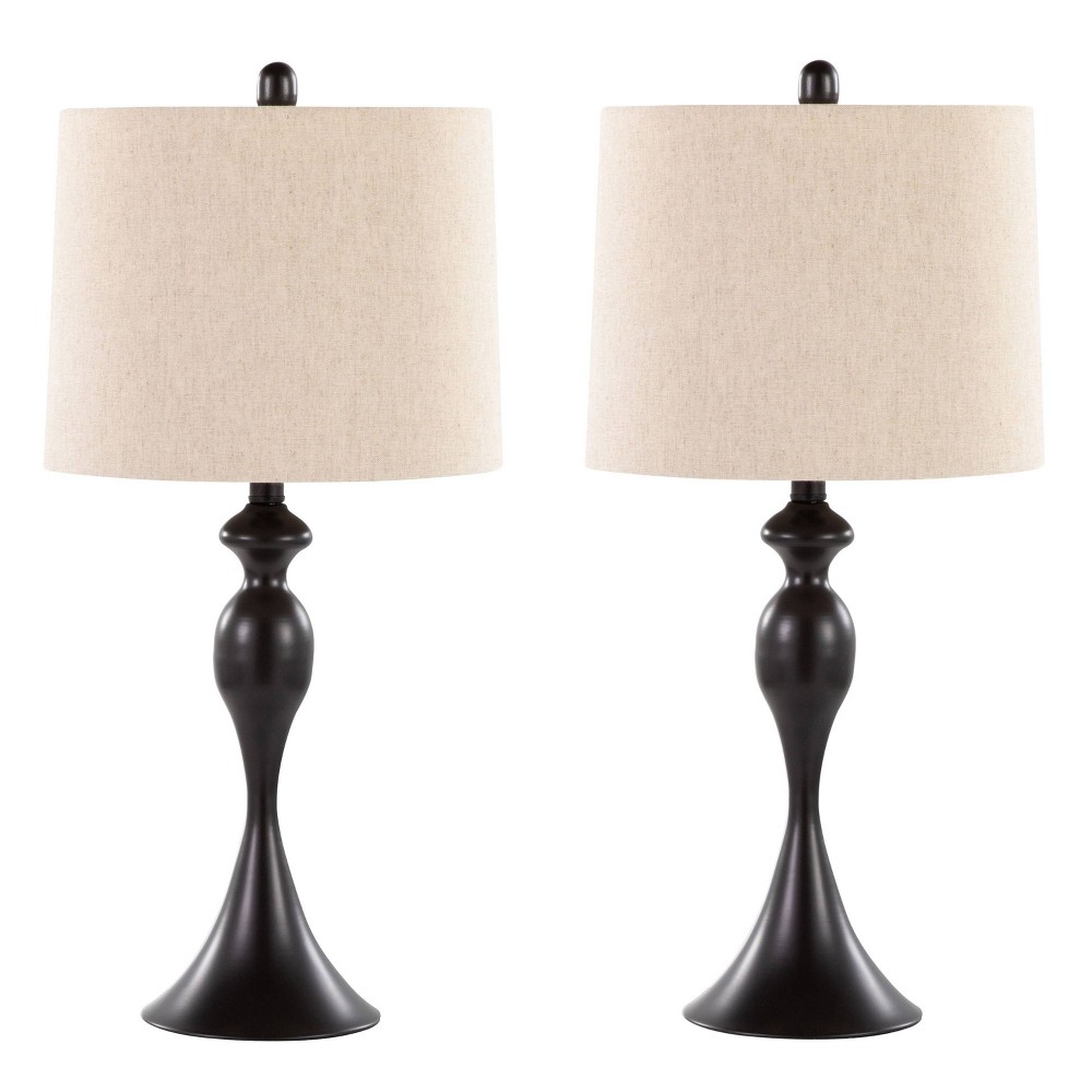 Photos - Floodlight / Street Light LumiSource  Ashland 27" Contemporary Metal Table Lamps Oil Rubbe(Set of 2)