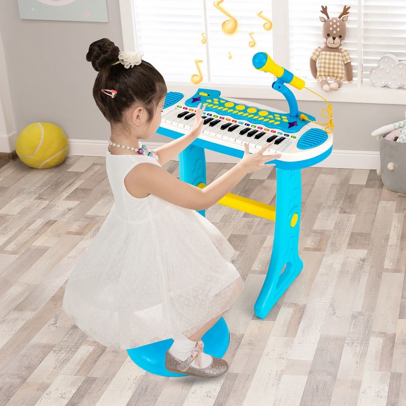 Costway 31 Key Kids Piano Keyboard Toy Toddler Musical Instrument w/ Microphone Pink\Blue, 2 of 13
