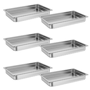 6 Pack Full Size Hotel Pan Steam Table Pan, [NSF Certified] Catering Food Pan Commercial Stainless Steel 2.5 Inch Deep Anti-Jamming - 1 of 4