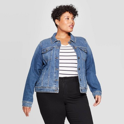 plus size cropped white denim jacket
