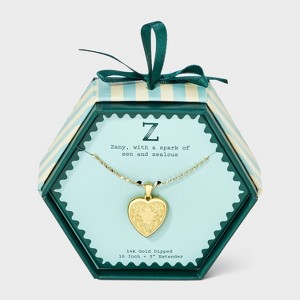 14K Gold Dipped Heart Charm Initial Necklace - A New Day™ Gold - 1 of 4