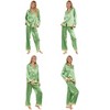 ADR Women's Classic Satin Pajamas Lounge Set, Long Sleeve Top and Pants with Pockets, Silk like PJs - 3 of 3