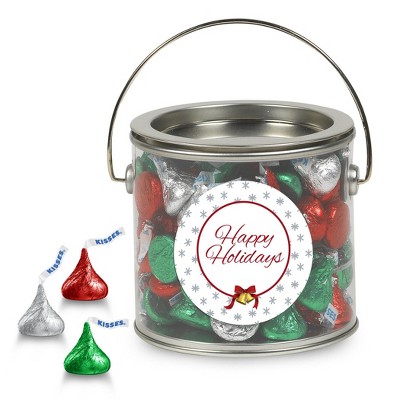 Christmas Candy Gift Hershey's Kisses Paint Can - Happy Holidays