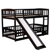 VYNXARIA Twin Over Twin Bunk Bed with Slide & Fence - Fun Low Bunk Bed for Kids & Teens in Espresso - 4 of 4