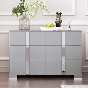 ORRD Grey Mirrored Nightstand with 2 Drawers & Metal Handles, Elegant Bedside Table for Bedroom or Living Room, Modern Glam Accent Cabinet - 1 of 4