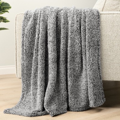 Heather Gray Twin Sherpa Fleece Faux Fur Blanket