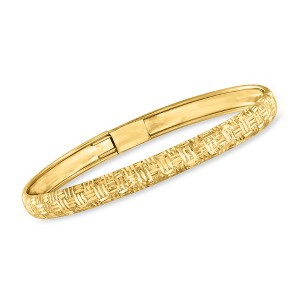 Ross-Simons 10kt Yellow Gold Basketweave-Pattern Bangle Bracelet - 1 of 4