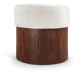 Meridian Furniture,Nimes Velour Fur Fabric Ottoman/Stool - 1 of 4