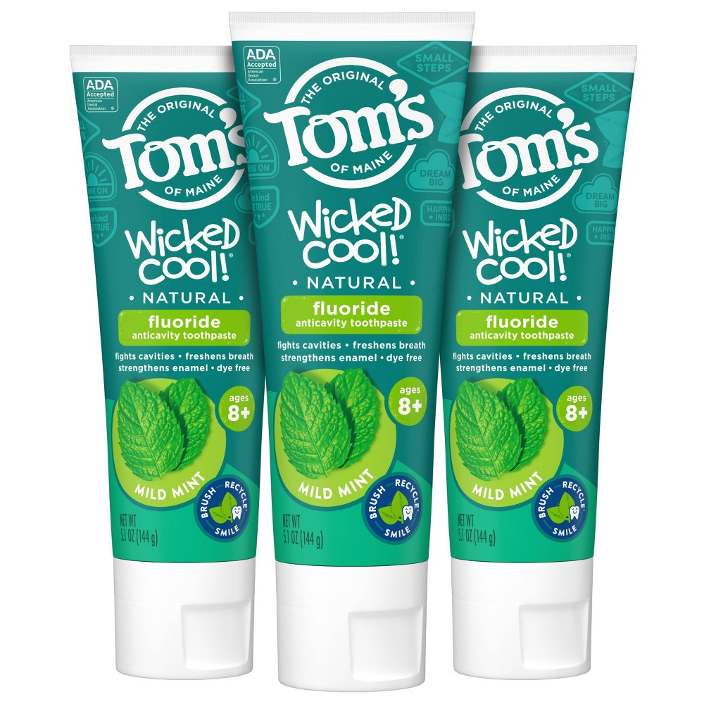 Photos - Toothpaste / Mouthwash Tom's of Maine Wicked Cool! Anticavity Toothpaste - Mild Mint - 3pk/5.1oz