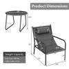 Costway 3 PCS Outdoor Bistro Set Breathable Seat Fabric & Cozy Headrest Metal for Yard - 3 of 4