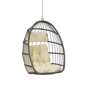 CLIHOME Outdoor Garden Vine Egg Chair With Cushion Swing Hanging Chair - 1 of 4