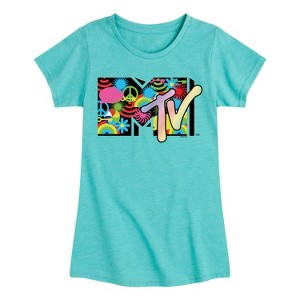 Girls' - MTV - Icon Collage Logo Fitted Short Sleeve Graphic T-Shirt - 1 of 3