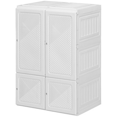 Munora Portable Wardrobe, Foldable Clothes Storage Organizer with 6 Compartments, Magnetic Doors, Easy Assembly, White