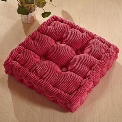 Chair Pad Cushion EPE Filled Squre Floor Pillow Thicken Elastic Solid Color Seat Pad for Home Office Dinning Chair 15.7" x 15.7", Rose Red