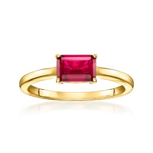 Pure Collection by Ross-Simons 0.80 Carat Emerald-Cut Lab-Grown Ruby Ring in 18kt Gold Vermeil - 1 of 4