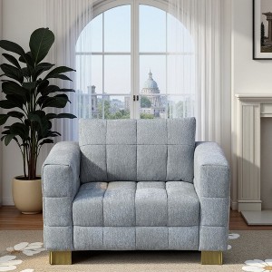 1-Seater Plush Cloth Soft Sofa Chair with High Sofa Legs, Easy Cleaning, and Fun Assembly - 1 of 4