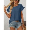 Clearlove Eyelet Tops for Women Summer Scoop Neck Cute Ruffled Short Sleeve T-Shirts Elegant Sweet Lady Tunic Blouses - 2 of 4