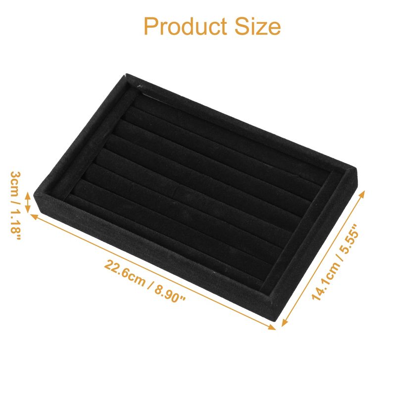 Unique Bargains Velvet 7 Slots Jewelry Trays Stackable Tray Box Showcase for Rings Earrings Studs 1 Pc, 4 of 7