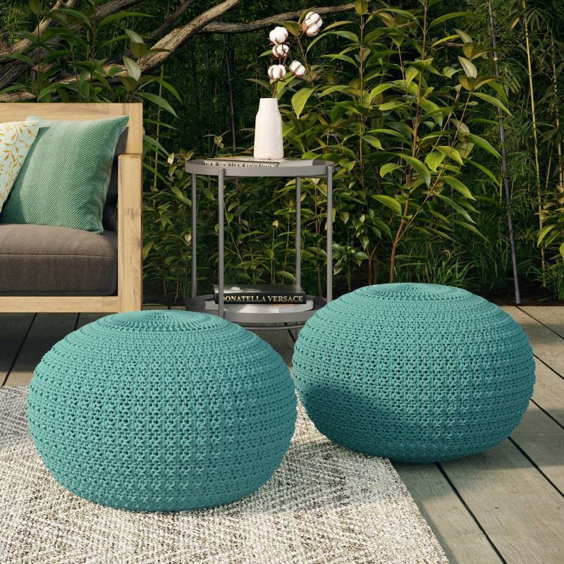 Holloway Round Knitted PET Polyester Pouf - WyndenHall, 2 of 6