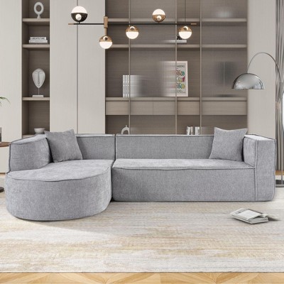 NicBex Couches for Living Room L-shaped Sponge Sectional Sofa Luxurious Chenille Upholstered Sofa Couch with Elegant Curved Design
