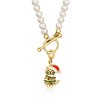 Ross-Simons Multi-Gemstone and 1.5mm Cultured Pearl Christmas Hat Cat Charm With Enamel in 18kt Gold Over Sterling - 3 of 3