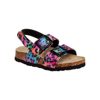 Laura Ashley Girls Footbed Toddler Buckle Sandals Hook and Loop